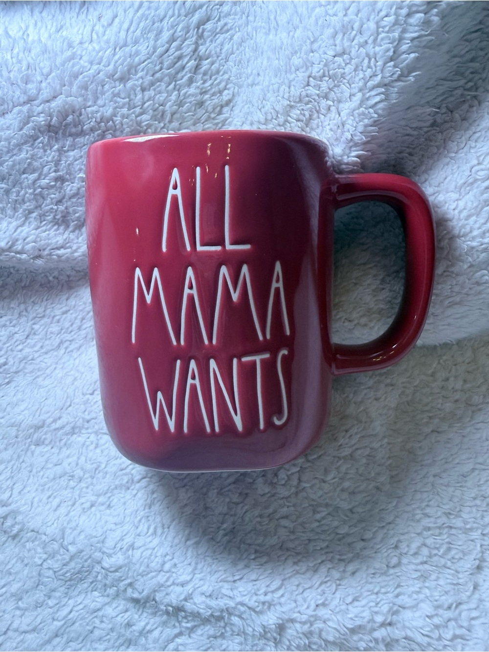 Rae Dunn Red ALL MAMA WANTS IS A SILENT NIGHT Double Sided Christmas Mug NEW